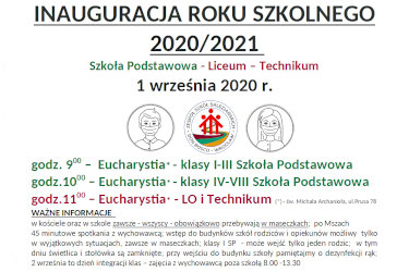 INAUGURACJA ROKU SZKOLNEGO 2020/2021