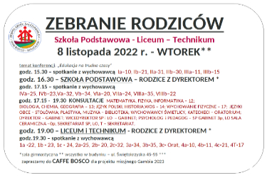 ZEBRANIE RODZICÓW JESIEŃ 2022